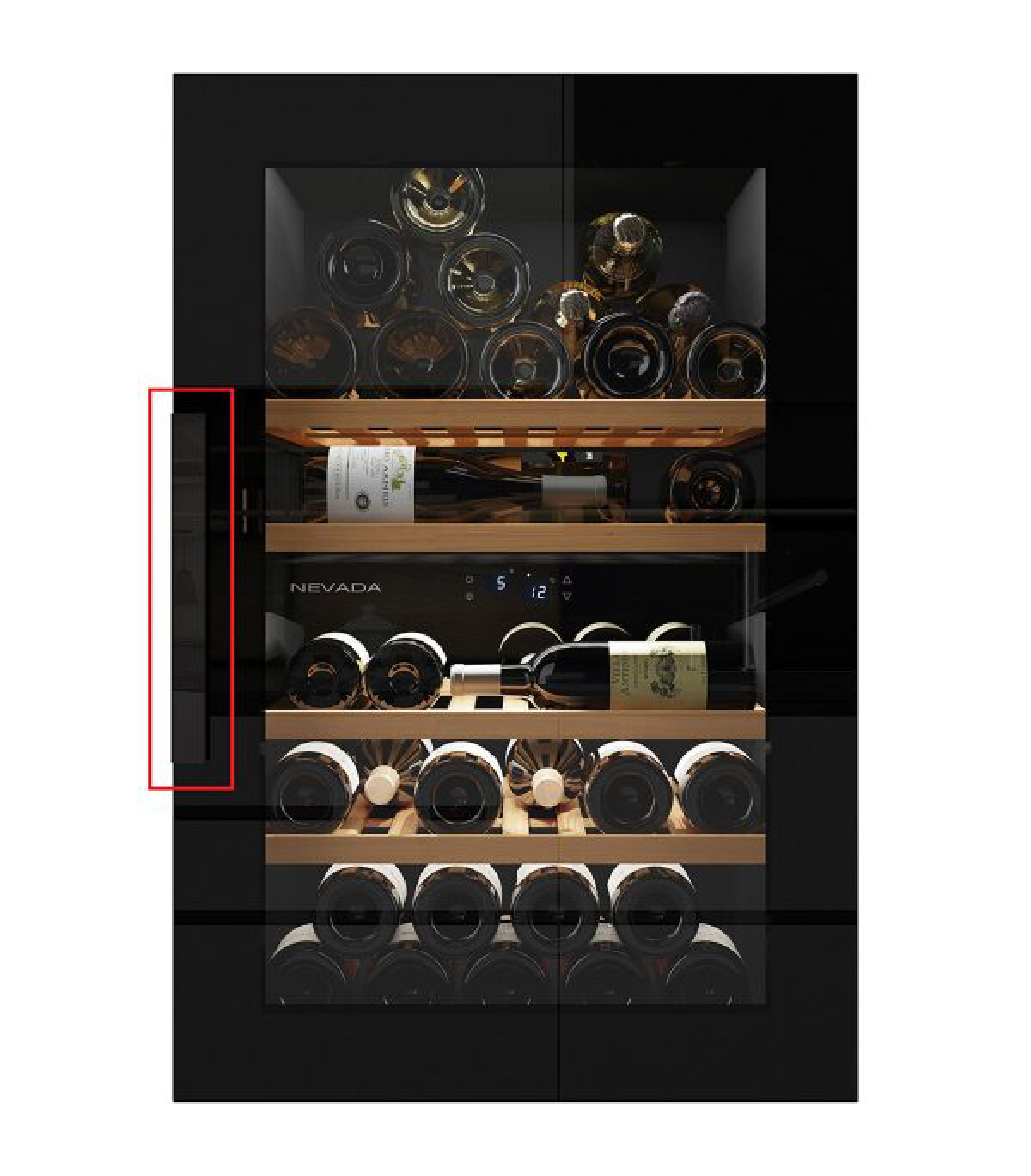 Cantina 52 Bottiglie, 2 Temperature, Black Glass Senza Maniglia