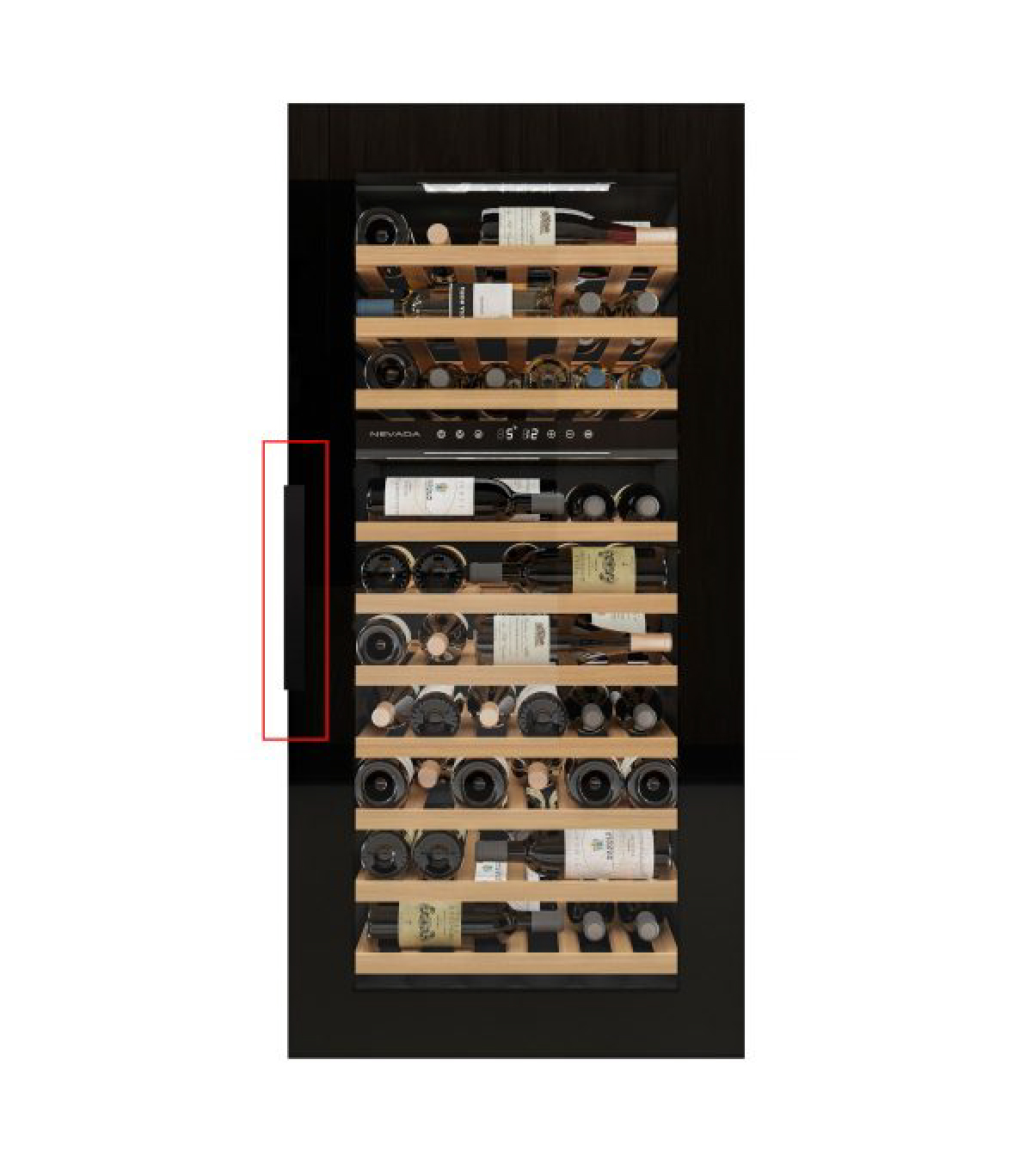Cantina 70 Bottiglie, 2 Temperature, Black Glass Senza Maniglia